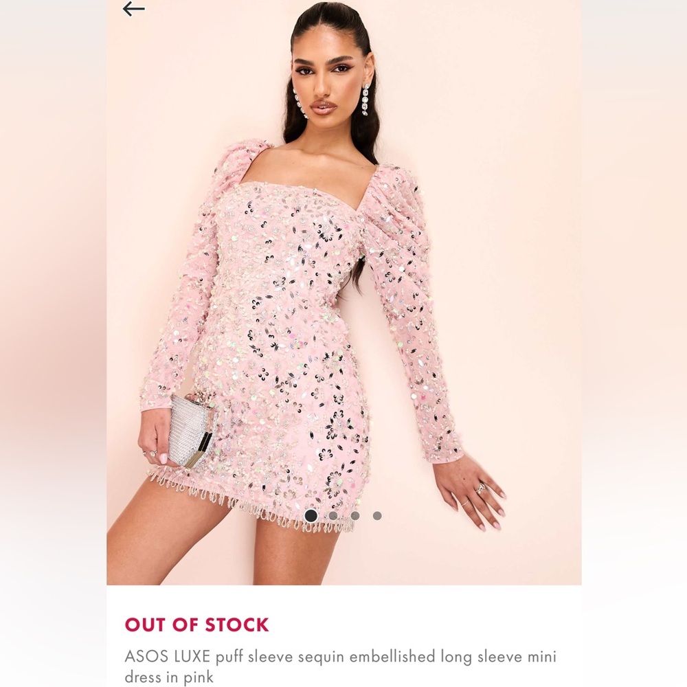 ASOS LUXE Pink Sequin Embellished Mini Dress